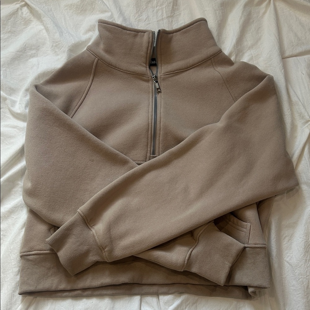 Women’s Taupe Half-Zip Pullover Jacket